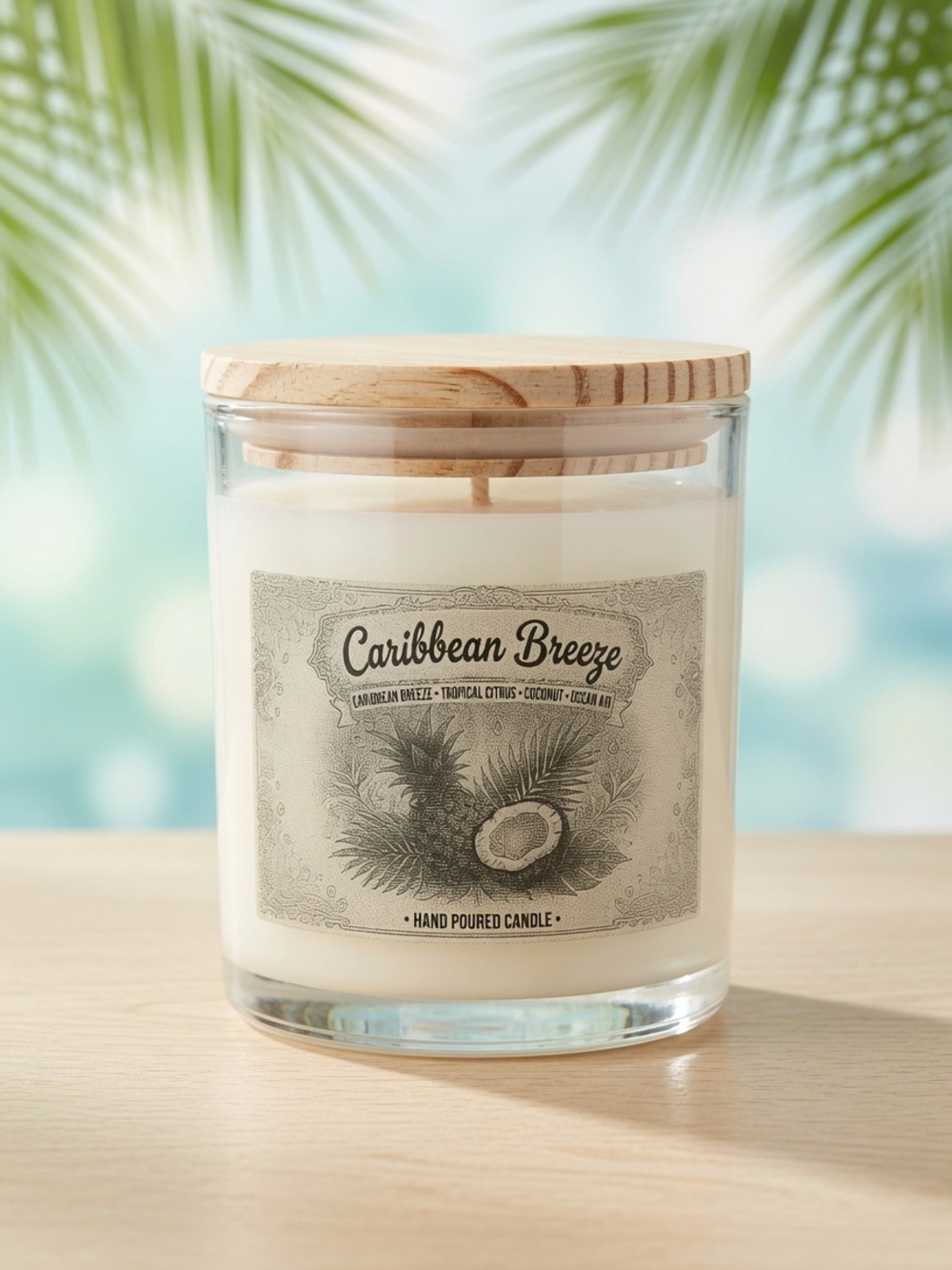 9oz Caribbean Breeze- Tropical Citrus Ocean Soy Wax Candle - Picture 1 of 2